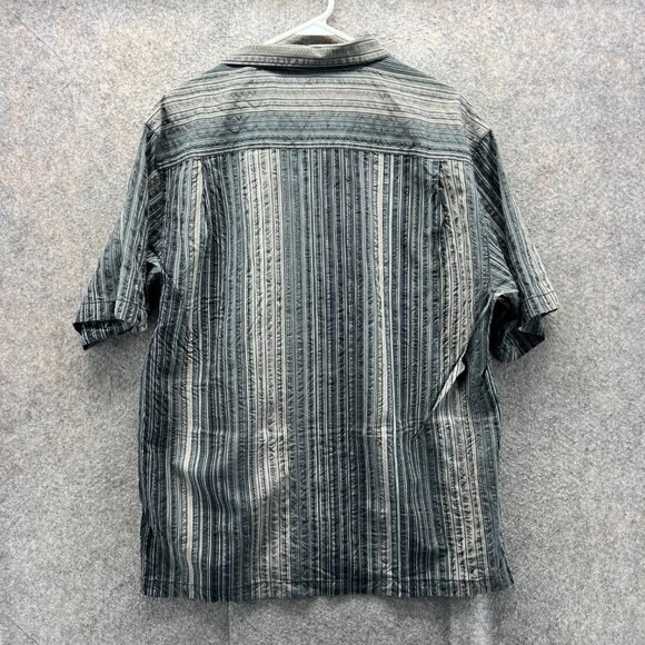 Tommy Bahama Shirt Mens Large Green Stripes Button Down Silk Seersucker Vintage - Picture 8 of 9